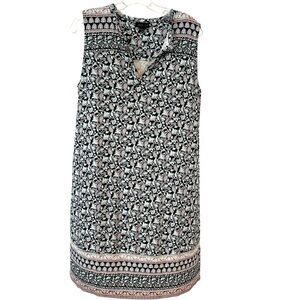 J. Jill Women's Black Teal‎ and Coral Print Stretch Jersey Tank Dress in Size M